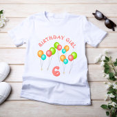 Kleurrijke partij ballonnen verjaardag meisje t-shirt