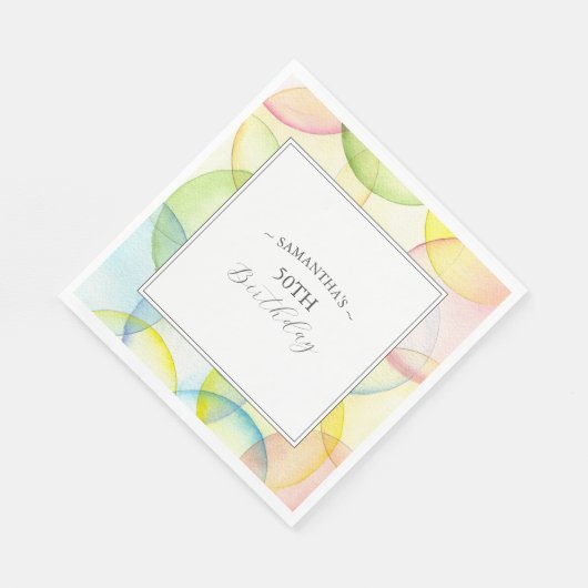 Kleurrijke partij gepersonaliseerde verjaardag ser servet (Hoek)