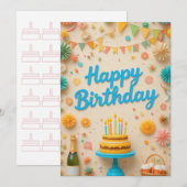 Kleurrijke Partij Verjaardag Kaart (Voorkant / Achterkant)
