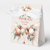 Kleurrijke Partij Witte Perzik Bloemen Ballonnen Bedankdoosjes (Voorkant Zijde)