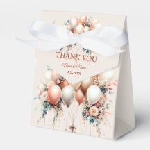 Kleurrijke Partij Witte Perzik Bloemen Ballonnen