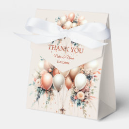 Kleurrijke Partij Witte Perzik Bloemen Ballonnen Bedankdoosjes