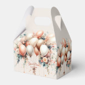 Kleurrijke Partij Witte Perzik Bloemen Ballonnen Bedankdoosjes (Achterkant)