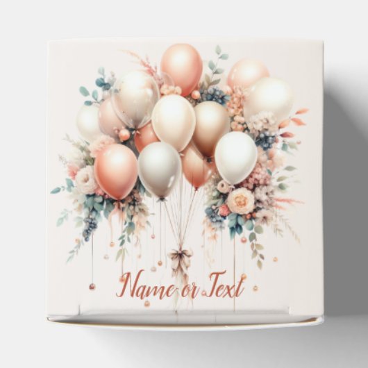 Kleurrijke Partij Witte Perzik Bloemen Ballonnen Bedankdoosjes (Bovenkant)