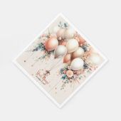 Kleurrijke Partij Witte Perzik Bloemen Ballonnen E Servet (Hoek)