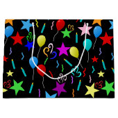 Kleurrijke partijballonnen en sterren groot cadeauzakje (Voorkant)