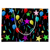 Kleurrijke partijballonnen en sterren groot cadeauzakje (Achterkant)