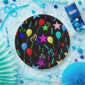 Kleurrijke partijballonnen en sterren papieren bordje (Feest)