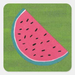 Kleurrijke Partje Watermeloen op Groen Vierkante Sticker