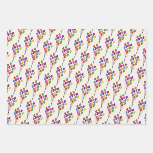 Kleurrijke Party Dieren Ballonnen en Gelukkige Ver Inpakpapier Vel (Voorkant 3)