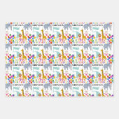 Kleurrijke Party Dieren Ballonnen en Gelukkige Ver Inpakpapier Vel (Voorkant)