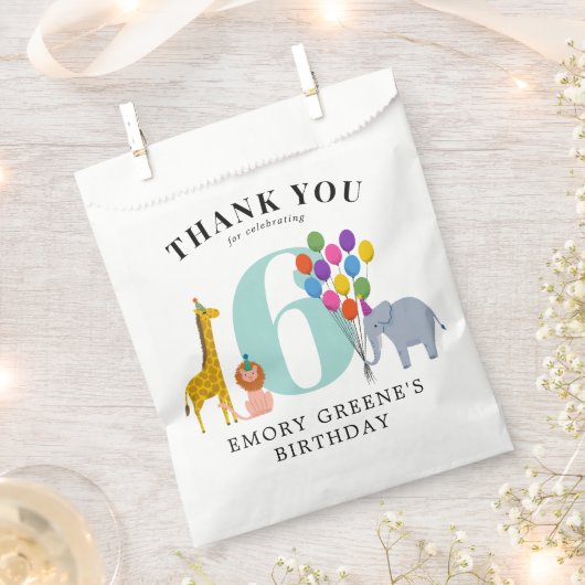 Kleurrijke Party Dieren Verjaardagsfeestje Bedankzakje (Geknipt)