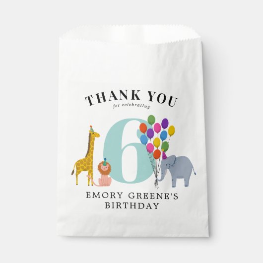 Kleurrijke Party Dieren Verjaardagsfeestje Bedankzakje (Voorkant)