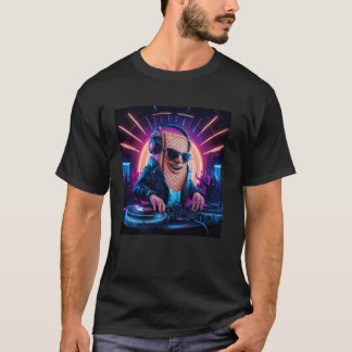 Kleurrijke Party Scene Wafer Character DJ voor Muz T-shirt