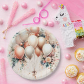 Kleurrijke Party Witte Perzik Bloemen Ballonnen El Papieren Bordje (Feest)