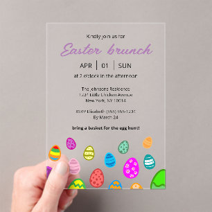 Kleurrijke Pasen Brunch Acryl Uitnodigingen