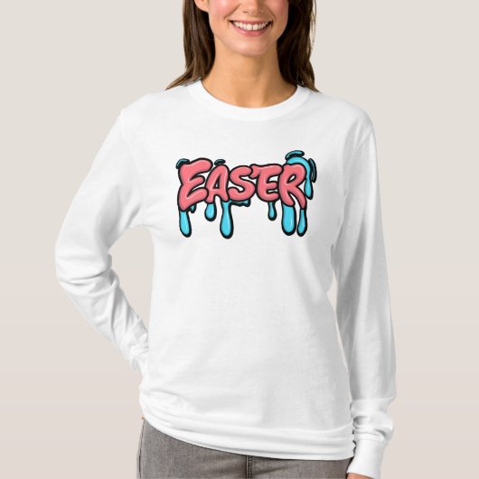 Kleurrijke Pasen Drip Tekst Graffiti Stijl Ontwerp T-shirt (Voorkant)