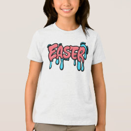 Kleurrijke Pasen Drip Tekst Graffiti Stijl Ontwerp Tri-Blend Shirt