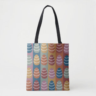 Kleurrijke Pasen Eieren Strepen Patroon Gelukkig P Tote Bag