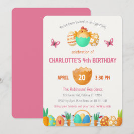 Kleurrijke Pasen Meisjes Verjaardag Uitnodiging