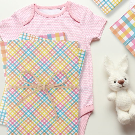 Kleurrijke Pasen Plaid Inpakpapier Vel