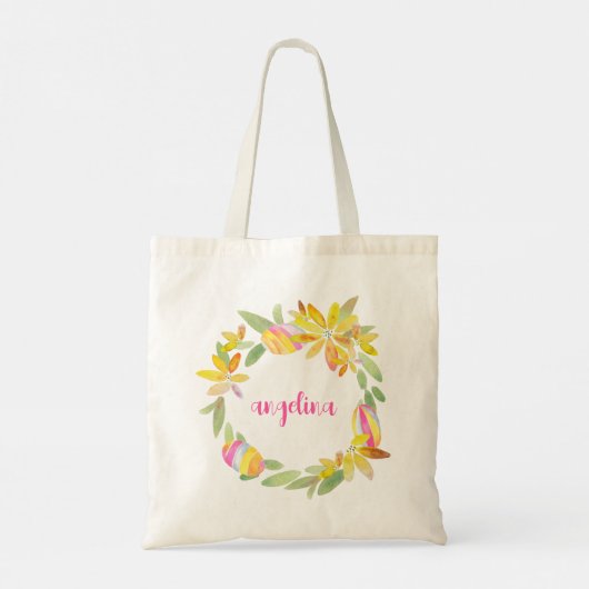 Kleurrijke pasta Floral Wreater Easter Hunt Tote Bag (Achterkant)