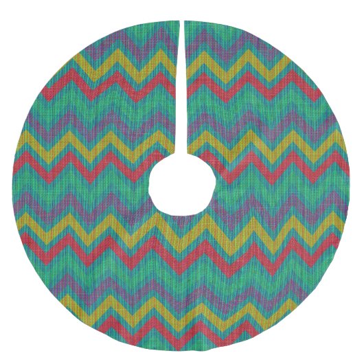Kleurrijke pasta Retro Chevron Blue Oranje geel Kerstboom Rok (Voorkant)
