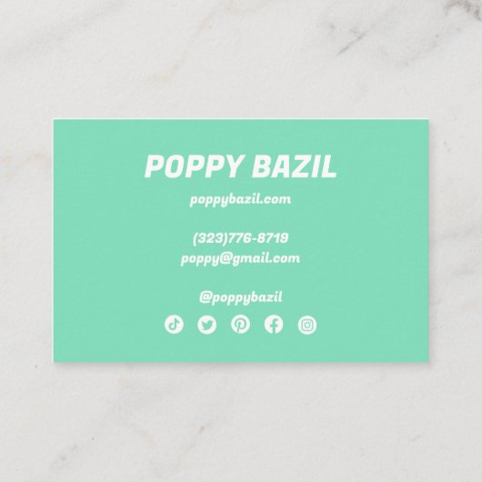 Kleurrijke pasta's met minimale groene strepen visitekaartje (Achterkant)