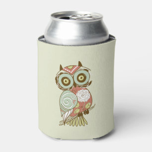 Kleurrijke pasta's Retro Floral Owl Blikjeskoeler