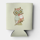 Kleurrijke pasta's Retro Floral Owl Blikjeskoeler (Voorkant)