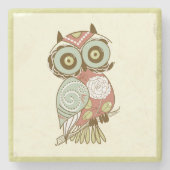Kleurrijke pasta's Retro Floral Owl Stenen Onderzetter (Voorkant)