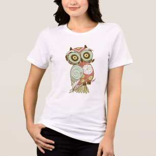 Kleurrijke pasta's Retro Floral Owl Tri-Blend Shirt