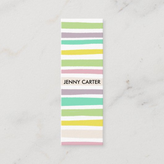 Kleurrijke pasteelstrips minimalistisch koel mini visitekaartje (Voorkant)