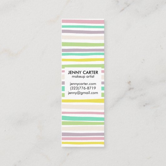 Kleurrijke pasteelstrips minimalistisch koel mini visitekaartje (Achterkant)