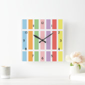 Kleurrijke pasteeltjes vierkante klok (Huis)