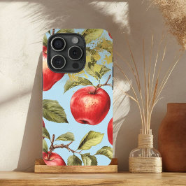Kleurrijke Pastel Blauw, Rood en Goud Appelfruit iPhone 15 Case