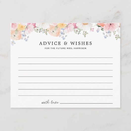 Kleurrijke Pastel Bloem Bruiloft Advieskaart (Voorkant)