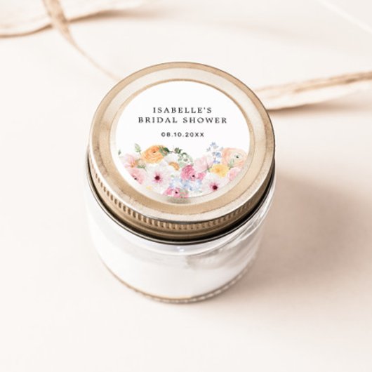 Kleurrijke Pastel Bloem Bruiloft Feest Ronde Sticker