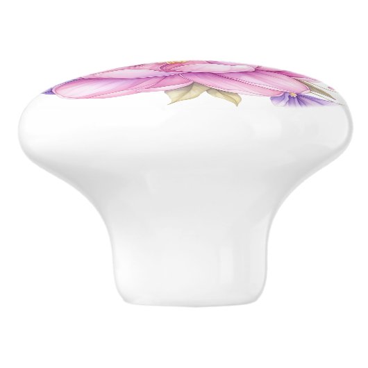 Kleurrijke Pastel Bloemen Bloemen Keramische Knop (Zijkant)