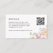 Kleurrijke Pastel Bloemen Bruiloft Details QR Code Informatiekaartje (Voorkant)