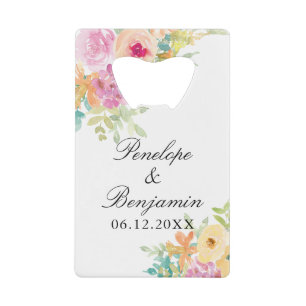 Kleurrijke Pastel Bloemen Lente bruiloft Dank u Creditkaart Flessenopener