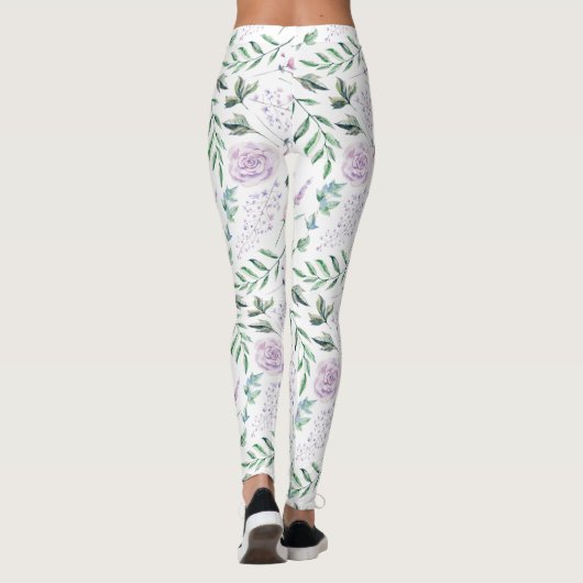 Kleurrijke pastel bloemen sprookjes patroon leggings (Achterkant)