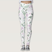 Kleurrijke pastel bloemen sprookjes patroon leggings (Voorkant)