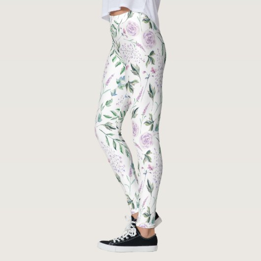 Kleurrijke pastel bloemen sprookjes patroon leggings (Links)