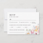 Kleurrijke pastel bloemenbruiloft RSVP kaartje (Voorkant)
