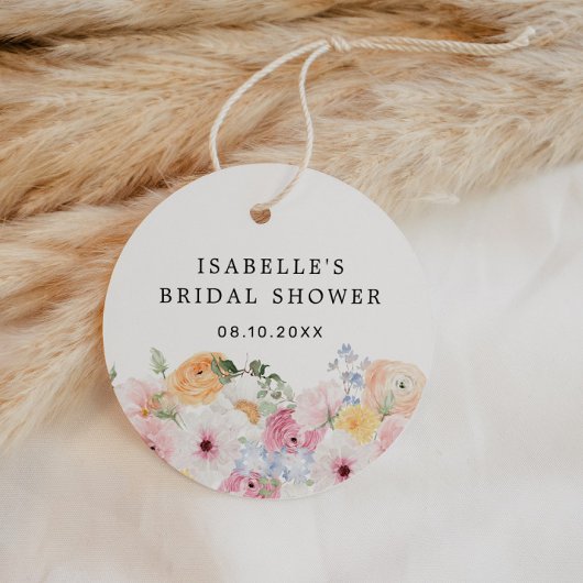 Kleurrijke Pastel Bloemige Bruidsmeisjesborrel Bedankjes Labels