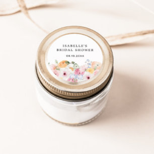 Kleurrijke Pastel Bloemige Bruiloft Feest Ronde Sticker