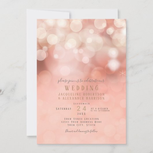 Kleurrijke Pastel Bokeh Twinkling Lights Blush Pin Kaart (Voorkant)