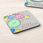Kleurrijke pastel Buttonnen Bier Onderzetter (Linkerzijde)