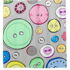 Kleurrijke pastel Buttonnen Douchegordijn